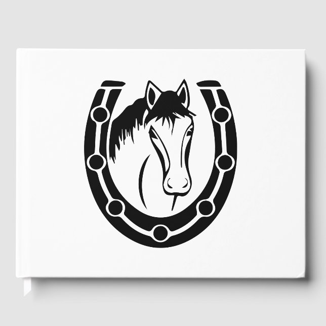 Western Black Wedding Horse Reitsporn Rustikal Gästebuch (Vorderseite)