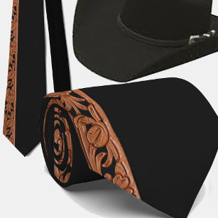 Western-Blätterdruckbild auf schwarz Krawatte