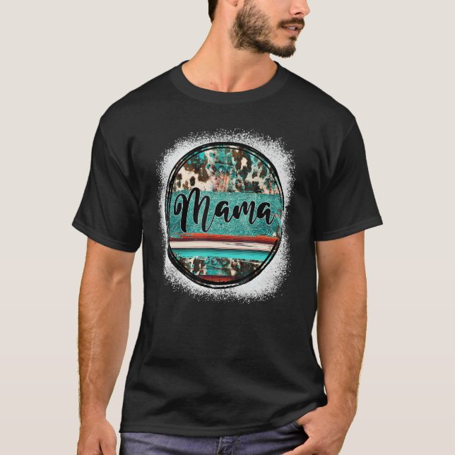 Western Bleached Turquoise Cowgirl Rodeo Mama Moth T-Shirt (Vorderseite)