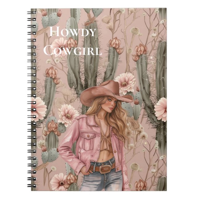Western Blond Cowgirl Pink Cactus Blume Notizblock (Vorderseite)