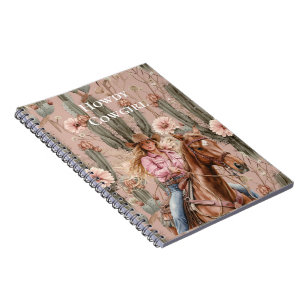 Western Blond Cowgirl Pink Cactus Floral Notizblock