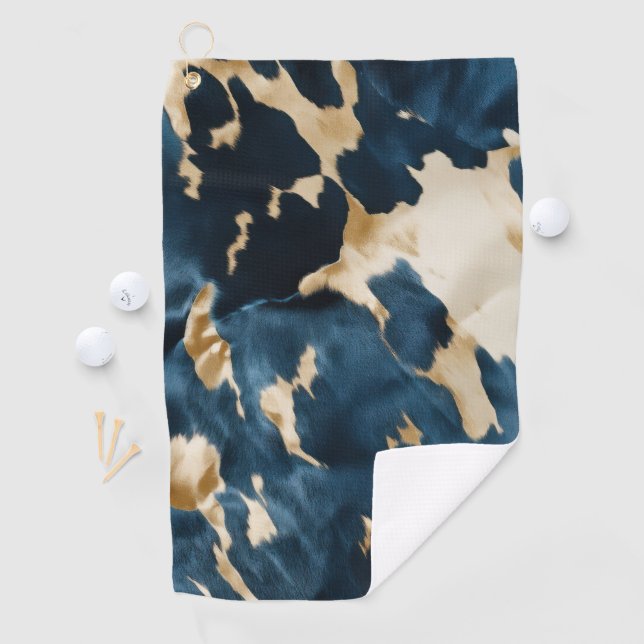 Western Blue Brown Gold Cowhide Golfhandtuch (Insitu)