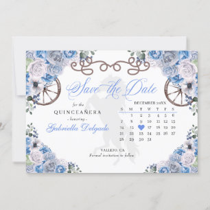 Western Blue Charro Quinceañera Save the Date Einladung