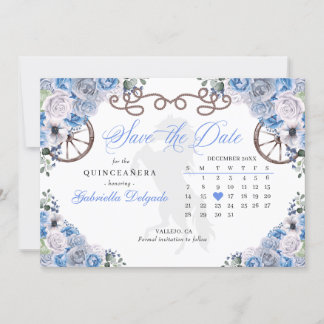 Western Blue Charro Quinceañera Save the Date Einladung