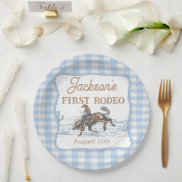 Western Blue Cowboy Rodeo Birthday Paper Plate Pappteller