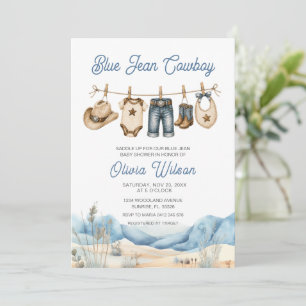 Western Blue Jean Babyparty  Einladung