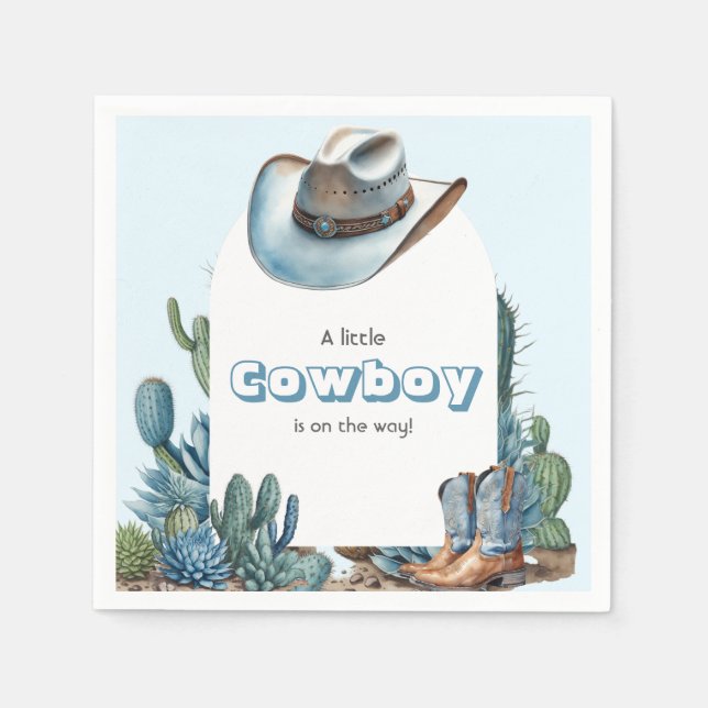 Western Blue Little Cowboy Rodeo Kinderdusche Serviette (Vorderseite)