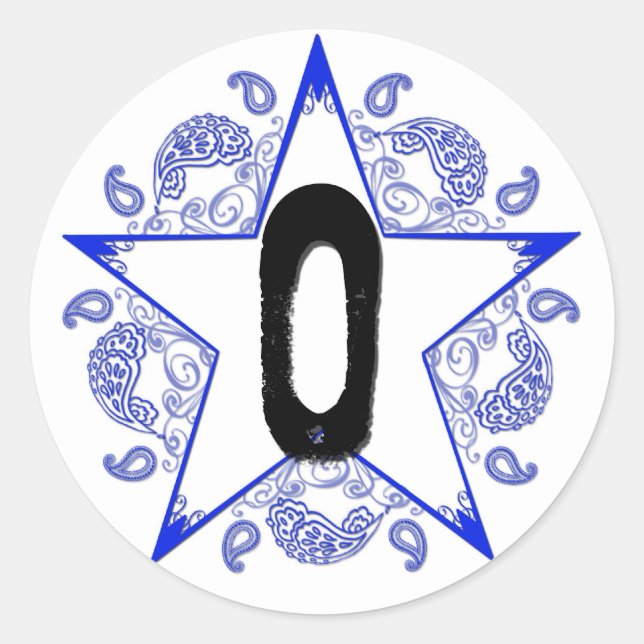 Western Blue "O" Monogramm Aufkleber (Vorderseite)