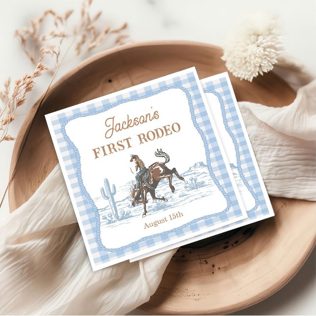 Western Blue Rodeo Birthday Paper Napkin Serviette (Von Creator hochgeladen)