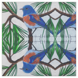 Western Bluebird in Pine Fabric Stoff