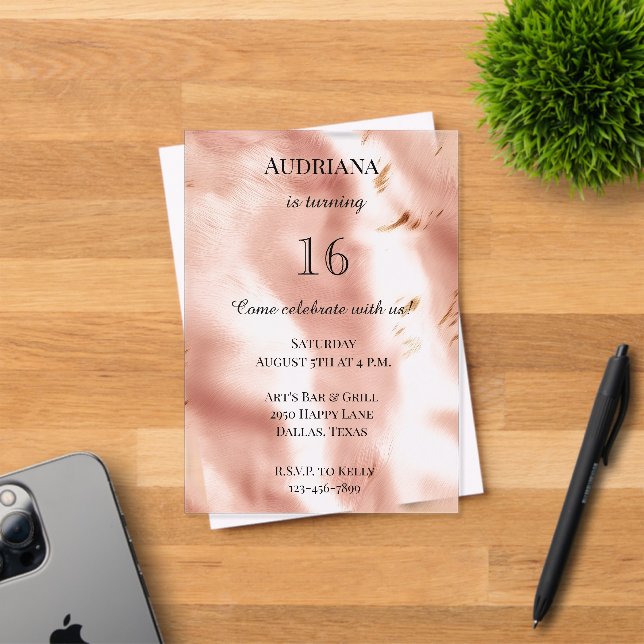 Western Blush Pink Faux Cowhide Birthday Acryleinladungen (Insitu (Einladungskarte))