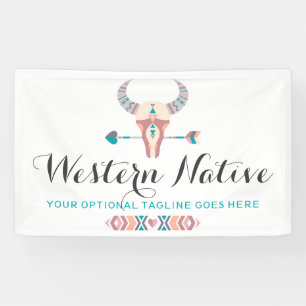 Western-Bohemischer rustikaler Kuh-Schädel-Trendy Banner