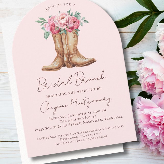 Western Boho Bridal Brunch Blush Pink Floral Einladung (Von Creator hochgeladen)