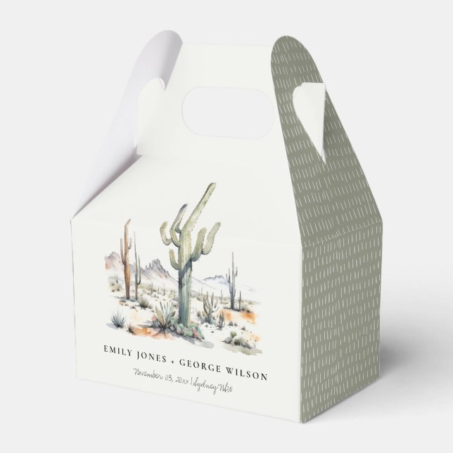 Western Boho Cactus Desert Landscape Wedding Geschenkschachtel (Vorderseite)