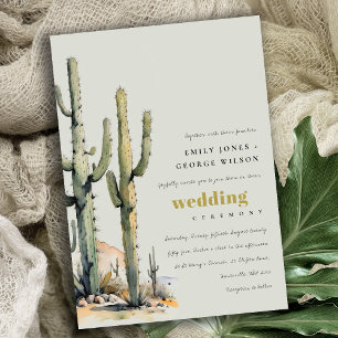 Western Boho Cactus Desert Sage Green Wedding Einladung