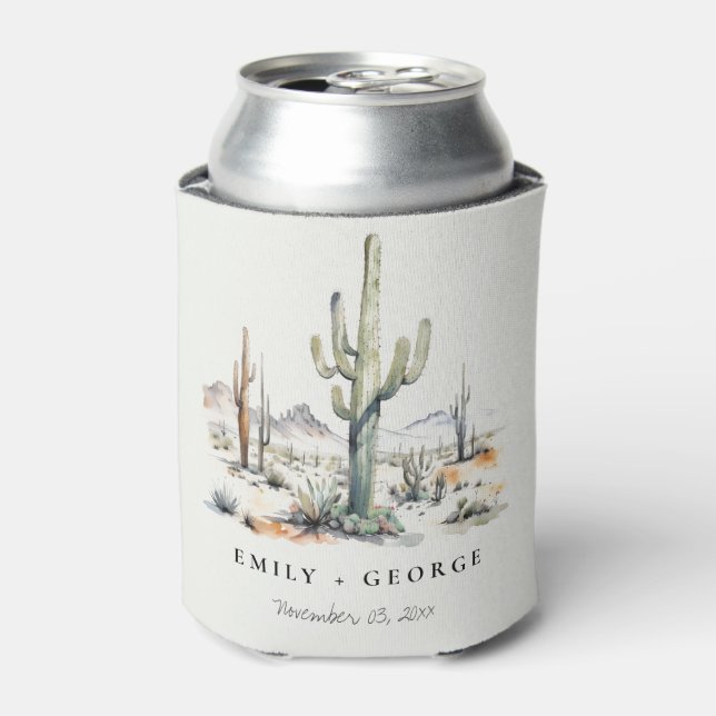 Western Boho Cactus Wüste Landscape Wedding Dosenkühler (Kanne Vorderseite)