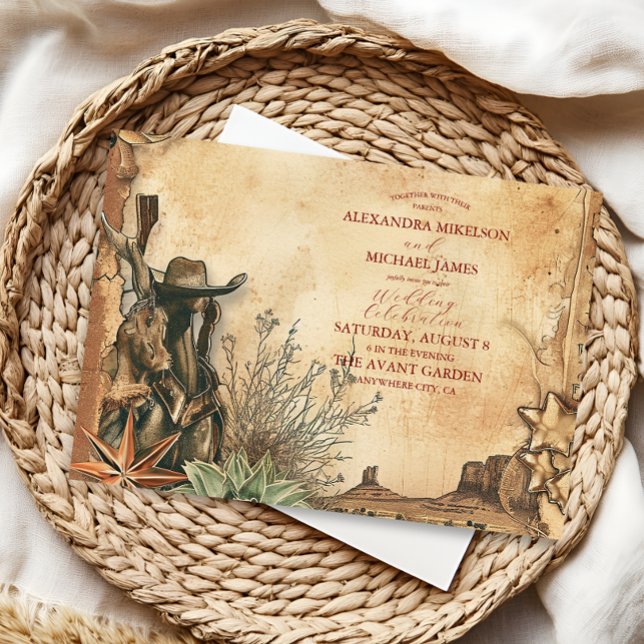 Western Boho Cactus Wüste Landscape Wedding Einladung (Von Creator hochgeladen)
