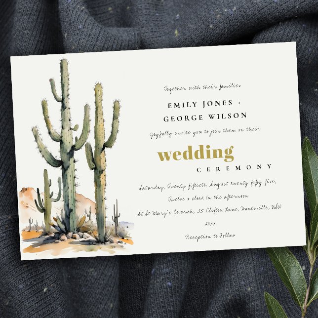 Western Boho Cactus Wüste Landscape Wedding Einladung (Von Creator hochgeladen)