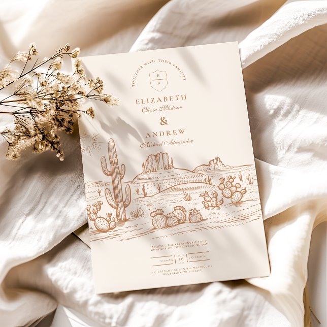 Western Boho Cactus Wüste Landscape Wedding Einladung (Von Creator hochgeladen)