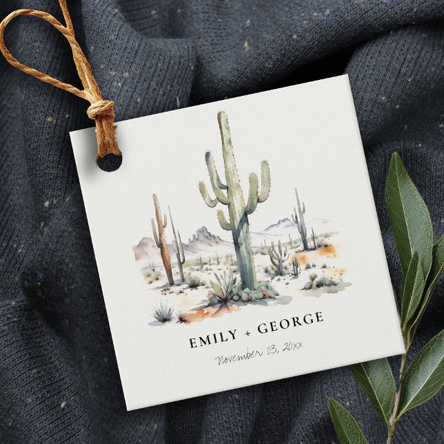 Western Boho Cactus Wüste Landscape Wedding Geschenkanhänger (Von Creator hochgeladen)