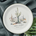 Western Boho Cactus Wüste Landscape Wedding Pappteller<br><div class="desc">Wenn Sie weitere Anpassungen benötigen,  schreiben Sie mir bitte an yellowfebstudio@gmail.com.</div>