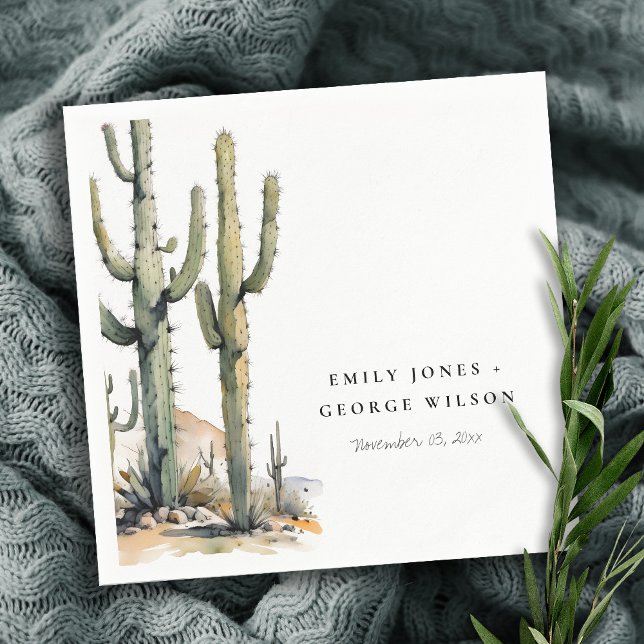 Western Boho Cactus Wüste Landscape Wedding Serviette (Von Creator hochgeladen)
