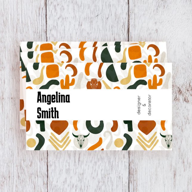 Western Boho Cowboy Wüstenkaktus Visitenkarte (Boho western custom business cards. This modern business card will make you stand out! )