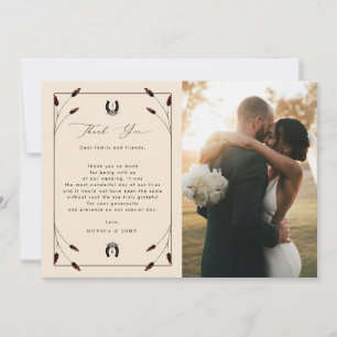 Western Boho Horseshoe Monogram 2 Foto Hochzeit Dankeskarte