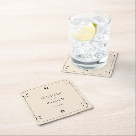 Western Boho Horseshoe Monogram Rustic Wedding Rechteckiger Pappuntersetzer