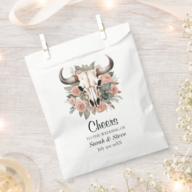 Western Boho Kuh Bläschen Schädelsage Hochzeit Geschenktütchen (Ausgeschnitten)