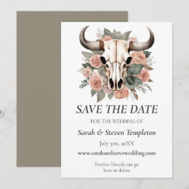 Western Boho Kuh Bläschen Schädelsage Hochzeit Save The Date