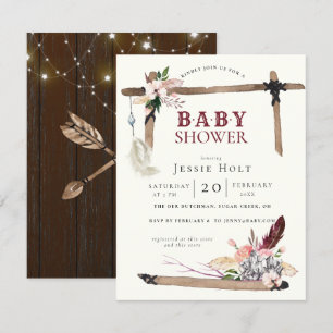 Western Boho Style2 Babydusche Einladung