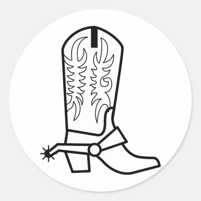 Western-Boot-Kontur Runder Aufkleber (Vorderseite)
