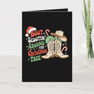 Western Boot Scootin Around The Christmas Tree Karte