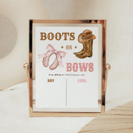 Western Boots and Bows Gender Reveal Sign Poster