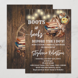 Western Boots & Books Vor der Hochzeitsdusche Einladung
