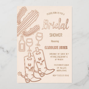 Western Boots Bubbly Boho Gold Foil Brautparty Folieneinladung