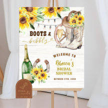 Western Boots & Bubbly Brautparty-Willkommensschil
