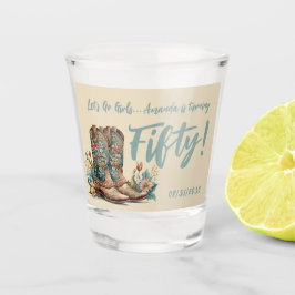 Western Boots Floral Fiftieth Birthday Schnapsglas