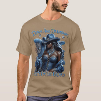 Western Boots Onhe Ground Denim and Diamonds Cowgi T-Shirt