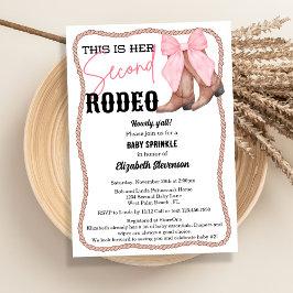 Western Boots Pink Bow Rodeo Second Baby Sprinkle Einladung