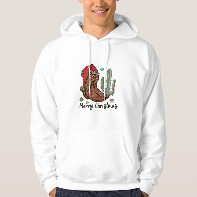 Western Boots Weihnachtsstiefel Weihnachten Weihna Hoodie (Vorderseite)