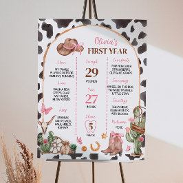Western Bows Pink Cowgirl Birthday Milestone Poster