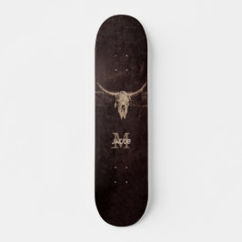 Western Braun Beige Alte Rustikale Bullskulptur Mo Skateboard