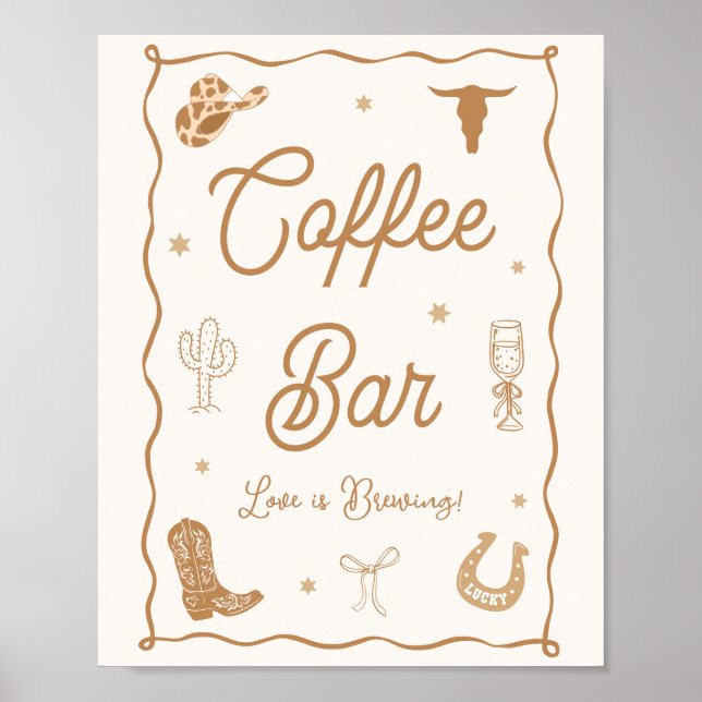 Western Brautparty Kaffee Bar Poster (Vorne)