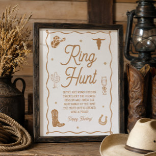 Western Brautparty Ring Hunt Spiel Poster