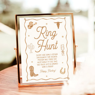 Western Brautparty Ring Hunt Spiel Poster