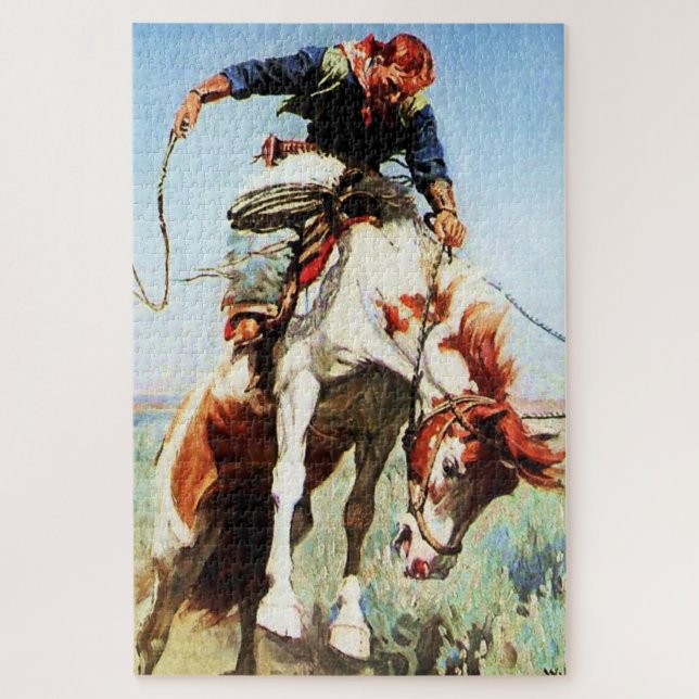 Western "Bronco Rider" Kunst von W Herbert Dunton (Vertikal)