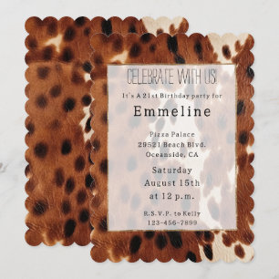 Western Brown Black Cowboy Cowhide Einladung