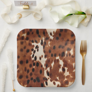 Western Brown Black Cowboy Cowhide Pappteller